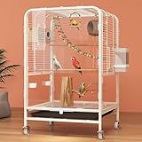 Großer Vogelkäfig für den Innenbereich mit Ständer, geräumige Voliere für Nymphensittiche, Graupapageien, Quakpapageien und andere mittelgroße Vögel, langlebiges Design aus geschmiedetem Stahl