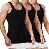 FALARY Herren Tank Top, Baumwolle, Muskelshirts, 3er Pack, Schwarz, M