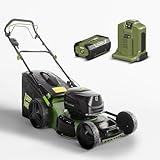 GREEN MACHINE 62V Akku-Rasenmäher, 46 cm 60L Selbstfahrender Stahlrahmen, Klappbar mit LED, Bürstenloser Motor, 4,0Ah Akku und Ladegerät enthalten