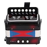 Xiuganpo Anfänger-Knopfakkordeon, Tragbar und Umweltfreundlich, 7-Tasten-Steuerung für Kinder, ABS-Material (BLACK)