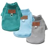 2 Stück/3 Stück Fleece Hundepullover für kleine Hunde, weicher Warmer Rollkragen Hunde Sweater Mantel, Haustier Welpe Katze Winterbekleidung (A-Grau Grün Blau, M)