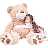 IKASA Giant Teddybär mit großen Fußabdrücken 100cm Weiches Groß Bär Riesen Kuscheltier Riesige Plüschtier Jumbo Stofftier Geschenk für Kinder