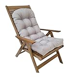 Wasserdichtes Gartenstuhlkissen mit hoher Rückenlehne, Beige, Outdoor-Möbelpolster mit elastischen Bändern, bequemes Sitzkissen für Innen- und Außenbereich, Liegestuhl und Sofas, Hellgrau