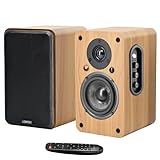 LONPOO LP42X Aktivlautsprecher 100W RMS, Regal-Lautsprecher mit 4' Woofer, Bluetooth5.0, HDM ARC, Optica, Coxaial, RCA, USB USB, AUX-in, Fernbedienung, Gelb