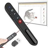 Presentation Clicker,2.4GHz Powerpoint Fernbedienung via USB Empfänger,Rot Pointer für Präsentationen mit Stiftclip,Wireless Presenter mit Laserpointer für Lehrer,Büro,Besprechungen,Berichte