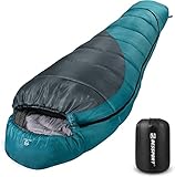 Bessport Schlafsack Winter Outdoor, 10 °C - 7 °C Mumieschlafsack für 3-4 Jahreszeiten, 400g/㎡ Winterschlafsack, Kleines Packmaß & Ultraleicht Schlafsack,Camping und Trekking