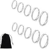 ZKGYUS 5 Paar Sterling Silber 925 Creolen Set für Damen - Kleine Hypoallergene Leichte Knorpel Ohrringe für Mehrere Ohrlöcher 8-16mm