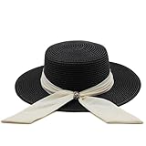 WUFANGBU Sonnenhut Strohhut Hut Damen Retro Strohhut Sonnenhut Sonnenschutz Strandhut Damen Big Edge Sonnenhut M(56-58Cm) Schwarz