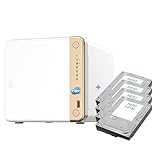 SIMPLETEK - 4-Bay NAS-Netzwerkspeichergerät, 56TB HDD (4x14TB) vorinstalliert, HDMI, 2.5GbE, USB-Kopie, 4GB DDR4