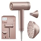 Philips Hochgeschwindigkeits-Haartrockner Serie 8000, ThermoShield Advanced, Ionic, Stylingdüse & Diffusor, Kopfhautpflege, 1400 W, Rose Champagne, Modell BHD837/10