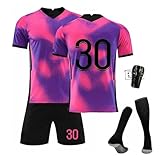 duzhengzhou Trikot Sets Kinder, Hause/Auswärts Nr.30 Fußballtrikot für Kinder,Herren Jungen Fussball Jersey Football Trikots, Sportshirt Junge Football Training Tshirts Shorts (MEIS,Kid26)