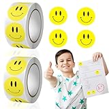 HANIUTTY 1000 Stück 2,5 cm Smiley-Aufkleber Sticker, Belohnungsaufkleber für Kinder, lächelnde Gesichtsaufkleber Anreizaufkleber für die Schule Runde Happy Smiley Sticker