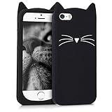 kwmobile Schutzhülle kompatibel mit Apple iPhone SE (1.Gen 2016) / iPhone 5 / iPhone 5S - Hülle Handy - Handyhülle - Silikon Cover Case Katze Schwarz Weiß