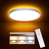 ToyGlee LED Deckenlampe Dimmbar mit Fernbedienung - 18W Ø22cm Deckenleuchte + 1700K Nachtlicht in Warmweiß - Led Deckenleuchte Flach für Wohnzimmer, Schlafzimmer und Flur (Weiß-1 Stk)