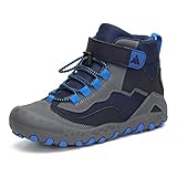 Mishansha Kinder Wanderstiefel High Top Wasserdicnt Bequeme Trekkingschuh Leichtes Schuhe für Mädchen Rutschfeste Outdoorschuhe Junge Komforbable Walkingschuhe Blau 32 EU