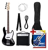 Rocktile Groover's Pack JB E-Bass Komplettset Schwarz (Verstärker, Tasche, Kabel, Gurt, Ersatzsaiten und Schule mit DVD)