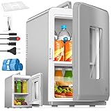 KESSER® 2in1 Mini Kühlschrank Kühlbox 15 Liter Kühl und Heizfunktion Tragbarer AC DC 220-240V/12V Steckdose und Zigarettenanzünder Warmhaltebox Mini-Thermobox Auto Büros Zimmer Camping Garten Grau