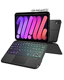 Doohoeek Trennbare Tastatur Hülle für iPad mini 7/6, Bluetooth Kabellose Tastatur für iPad mini 7 2024/6 2021 8,3 Zoll, Beleuchtet & Multi Touch Trackpad & Winkel Einstellbar, QWERTZ, Schwarz