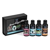 FRESH AURA Saunaaufguss Set – Sauna Aufgussmittel Geschenkset 4 x100 ml mit natürlichen ätherischen Ölen – Sehr ergiebige und langanhaltende Saunadüfte – Erfrischend aromatisch | Made in Germany