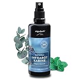 AllgäuQuelle® BIO Infrarotkabine Duftspray mit 100% Bio-Öle. Allgäuer Atemwohl Eukalyptus Salbei Minze Cajeput (100ml). Natürlicher Infrarotsauna-duft m. ätherische Öle. BIO Infrarotkabinen-Duftöl