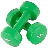 MAXXIVA Hantelset Kurzhanteln Vinyl Stahlkern Fausthanteln Gymnastikhanteln Sport Krafttraining Fitness Gewicht Farbe wählbar (grün (2 x 4 kg))