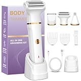 Rasierer Damen, 3-in-1 Intimrasierer für Frauen für Beine, Arme, Achseln und Bikinizone, Wiederaufladbar mit USB-Ladestation, Wasserdicht für Nass- und Trockenanwendung Damenrasierer Elektrisch, Weiß