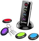 Schlüsselfinder Key Finder, Reyke Remote Finder Drahtloser RF-Gegenstandsfinder mit LED-Taschenlampe für Schlüssel, Brieftasche, Telefon und Haustier-Tracker (RF-Sender, 4 Empfänger)