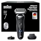 Braun Series 7 Elektrorasierer, Bis zu 60 min, Ladeständer, +1 Aufsatz, Kabelloser Nass und Trockenrasierer für Männer, 100 Prozent Wasserdicht, 72-N4200s, Schwarz