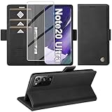 Handyhülle für Samsung Galaxy Note 20 Ultra Hülle mit Schutzfolie, Schutzhülle Note 20 Ultra 5G PU Leder Wallet Flip Case Standfunktion Kartenfach Klapphülle für Samsung Note 20 Ultra Cover (Schwarz)