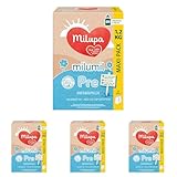 Milupa Milumil Pre – Anfangsmilch von Geburt an – Mit allen wichtigen Nährstoffen (laut Gesetz) – Ohne Palmöl – Im praktischen Maxi-Pack – 1,2 kg (Packung mit 4)
