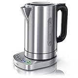 3000 Watt Edelstahl Wasserkocher mit Temperaturstufen - 4 wählbare Temperatureinstellungen - Warmhaltefunktion 30min - 3000W Leistungsaufnahme Schnellkoch Wasserkocher - integrierter Kalkfilter