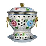 IUYIXWFP Einzelperson Copper Hot Pot mit chinesischem traditionellem Cloisonne-Design, schnell heizender Alkoholfuschier, Nicht-Schichtoberfläche, langlebig und einfach sauber für den Gebrauch,H