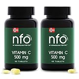 NFO VITAMIN C 500 MG 2er-Pack [2×60=120 Tabletten] Hochdosiertes Vitamin C mit Quercetin aus natürlichen Quellen, doppelte antioxidative Wirkung, für Erwachsene & Kinder ab 14 Jahren, Aus Norwegen