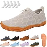 Velostep Veraboo Wie Barfuß Laufen Schuhe, Unisex Weich Bequem Innen Außen Zehenschuhe Minimalistische Hausschuhe Für Traillauf (Weiß, Erwachsene, 37, Numerisch, EU Schuhgrößensystem, M)