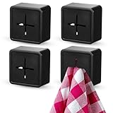 4Stück Selbstklebend Geschirrtuchhalter Handtuchhalter Ohne Bohren ABS Handtuchhalter Handtuchclips Handtuchhalter Küche Handtuchhaken Premium Handtuchhalter Selbstklebend Geschirrtuchhalter Schwarz