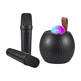 summina Mini-Karaoke-Maschine, kabelloses Mikrofon und Lautsprecher, mit 2 Mikrofonen, Geschenke für Geburtstagsfeiern, KTV-Schreibtisch für zu Hause im Freien, Disc