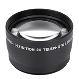 Akozon Telekonverter Teleobjektiv 58mm 2-fache Vergrößerung HD-Beschichtung E-Mount Universeller Telekonverter mit Beuteltasche für Kamerazubehör