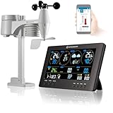 Bresser 7002586 Wetterstation Funk mit Aussensensor ClearView Wettercenter mit WLAN und 7-in-1 Profi-Sensor für Wind, Luftfeuchtigkeit, Temperatur, Niederschlag, UV-Level und Lichtintensität, Schwarz