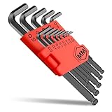 CNMTCCO Innensechskant Satz, 13 tlg mit Kugelkopf, Profi Innensechskantschlüssel Set, 1.27-10mm Sechskant Satz, Winkelschlüssel rostfrei, Sechskant Schlüssel-Set in stabilem Klapp-Halter