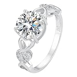 Generisch 925 Silber vergoldet Rundschliff erstellt weißen Zirkonia gefüllt Hochzeit Verlobung Versprechen elegante Damen Ring für Mama Braut Liebhaber Ohrringe Ringe (A, 10)