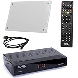 Xoro HRT 8730 KIT DVB-T2 Receiver (6 Monate FREENET TV) + aktive DVBT-2 Antenne + HDMI Kabel, HDTV, PVR Ready, USB Mediaplayer, schwarz