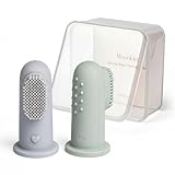Moonkie Babyzahnbürste Fingerzahnbürste Mundreinigungsset für 3 Monate +, 2 Stück (Cloud/Mint)