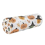 BOESI Doodle Halloween Kürbis Zylindrisches Kissen, Rolling Memory Foam Kissen, Abnehmbar, für Kopf, Nacken, Rücken, Beine