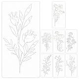 Blumenschablone zum Malen auf Holz, zum Malen | 8-teiliges Blumenschablonen-Set mit lebendigem Blumenmuster, wiederverwendbare Malschablonen für