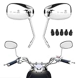 Universal Motorrad Spiegel Chrom 10MM 8MM, 360° Drehbar Chrom Motorrad Rückspiegel mit Packung Schraube, Motorradspiegel für Motorräder, Roller, Mountainbikes, Streetbikes, umgebaute Fahrzeuge ATV