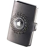 I-CLIP Original für Apple AirTag mit Geldklammer - Portemonnaie - Slim Wallet - Geldbörse kompatibel für Apple AirTag - Herren - Schwarz mit silbernem Rahmen