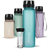 720°DGREE Trinkflasche 1l “uberBottle“ softTouch +Früchtebehälter - BPA-Frei - Schlanke Wasserflasche für Sport, Fitness, Fahrrad, Uni, Outdoor - Tritan Sportflasche Leicht, Stoßfest, Wiederverwendbar