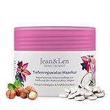 Jean & Len Tiefenreparatur Haarkur Kokosöl & Macadamia, für stark geschädigtes Haar, wirkt Haarbruch entgegen, Kokos & Macadamia Duft, ohne Parabene und Silikone, vegan, 250ml