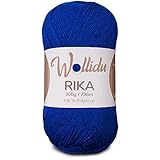 Wollidu Rika Garn zum Häkeln und Stricken 300g / 798m Strickgarn 100% Polyacryl Häkelgarn Royal Blau