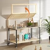 Hamsterkäfig aus Holz, 2 Etagen Nagerkäfig, Kleintierkäfig mit Klappbarem Deckel, Mit Bogenbrücken, Tunneln und Spielhäusern, für Meerschweinchen, Hamster, 60x40x40cm